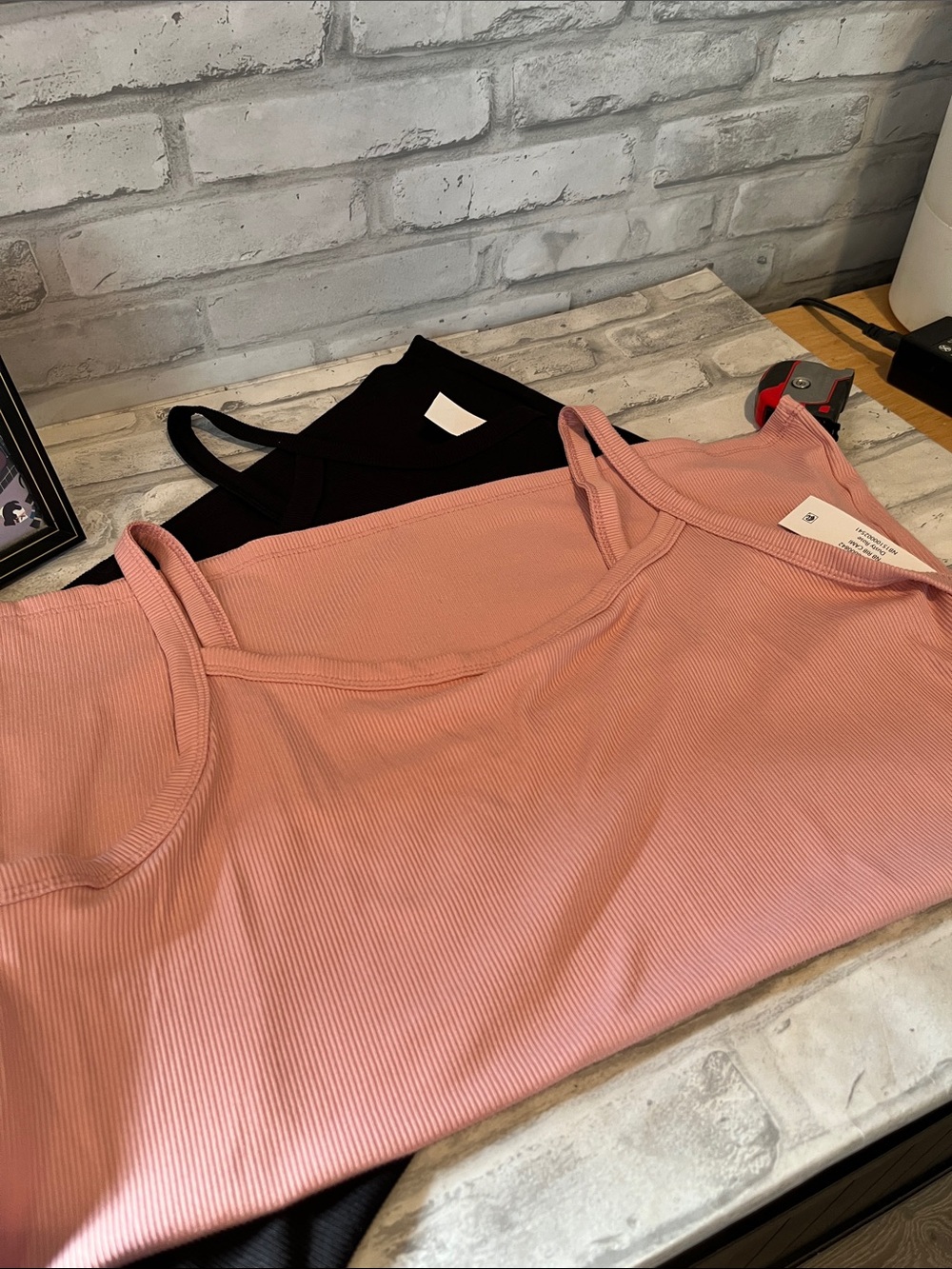 No Boundaries set of 2  Everyday Ribbed Camisole Tank - Pink and black XXL